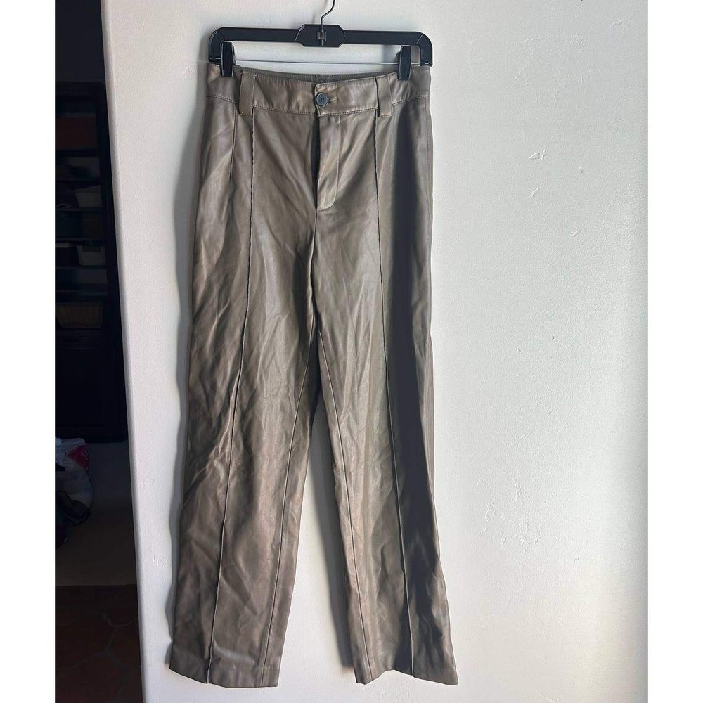 Zara Faux Leather Straight Leg Pants Old Money XS Preppy Academia Going Out Y2K